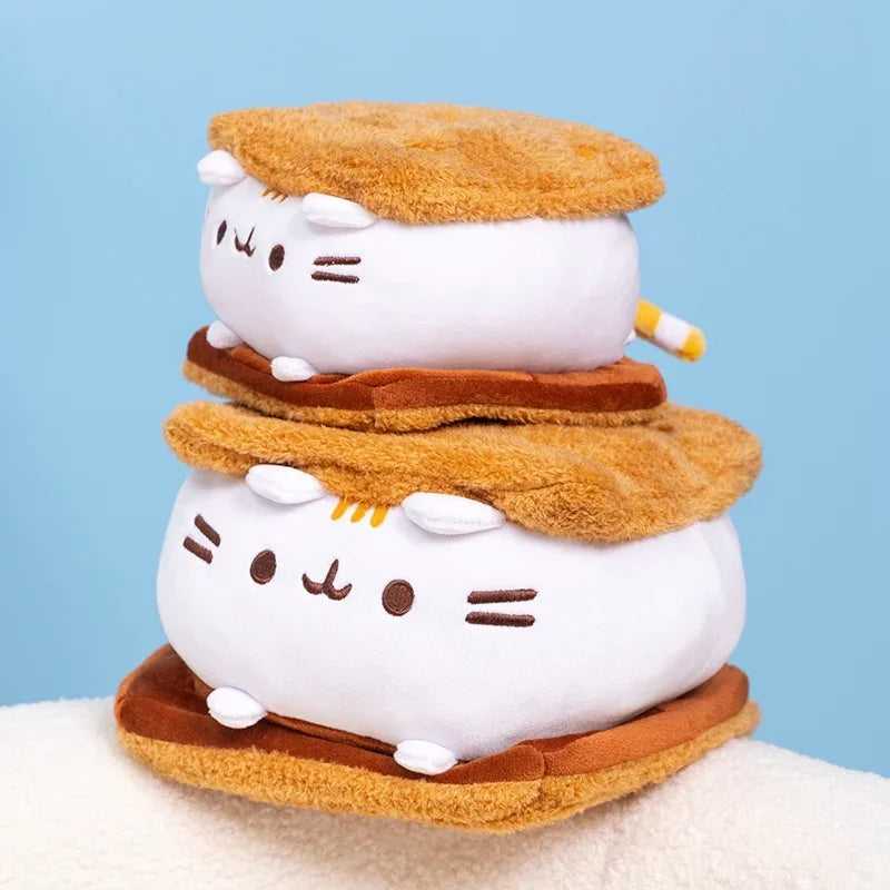 Kawaii Cat Plush Toy Stuffed White Cat Pillow  Biscuit Cushion Kids Dolls Room Decor Birthday Gift for Children