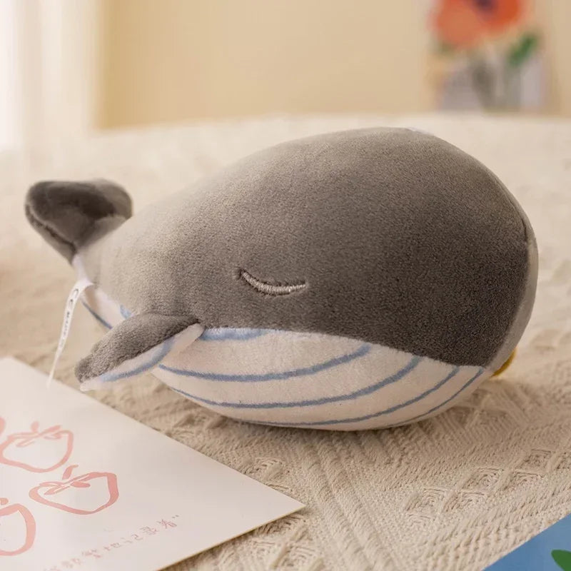 12CM Plush Whale Pendant Soft Stuffed Sea Animal Plush Toy Cartoon Blue Whale Keychain Bag Decoration Cute Birthday Gift