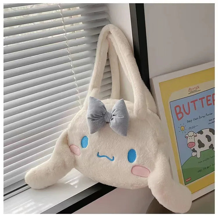 Sanrio Plush Cinnamoroll Melody Kuromi Women Tote Handbags Shoulder Bags Fashion Female Messenger Bags Purses Xmas Gifts