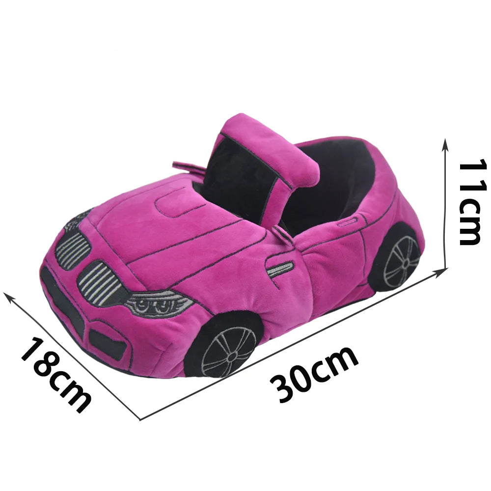 TreasuringU Car Shape Plush Shoes Vehicle Car Warm Soft Fluffly Slippers Women Men Winter House Slipper Christmas Gifts