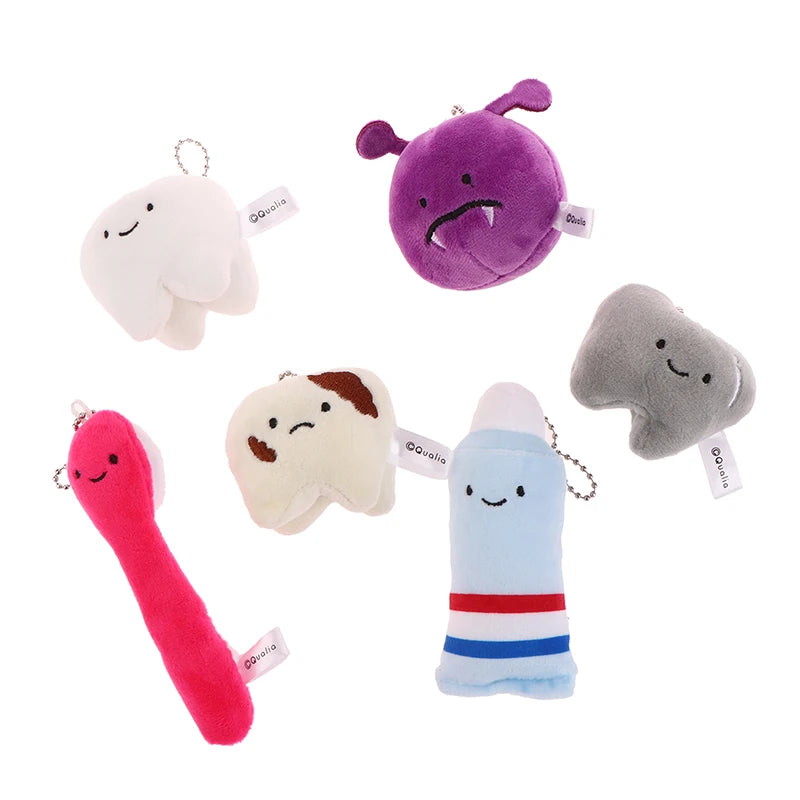 Cute Fun Plush Doll Toy Cartoon Stuffed Tooth Toothpaste Toothbrush Dolls Keychain Bag Pendant For Kids Gifts