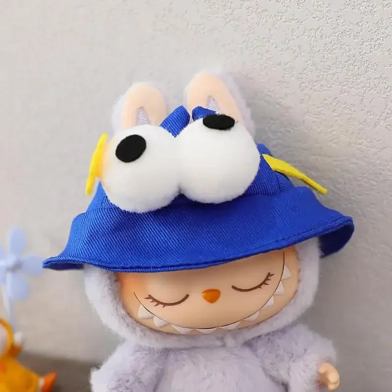 For 17cm LABUBU hat sit party macaron outfit doll bucket Hat Cute Doll Accessories Kids Girls Toys