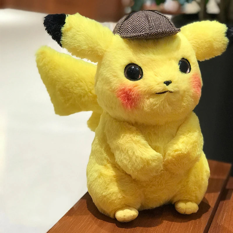 28CM Pokemon Plush Toy Detective Pikachu Plush Cute Dolls Movie Anime Stuffed Cartoon Kawaii Pokémon Girl Birthday Kids Toy Gift