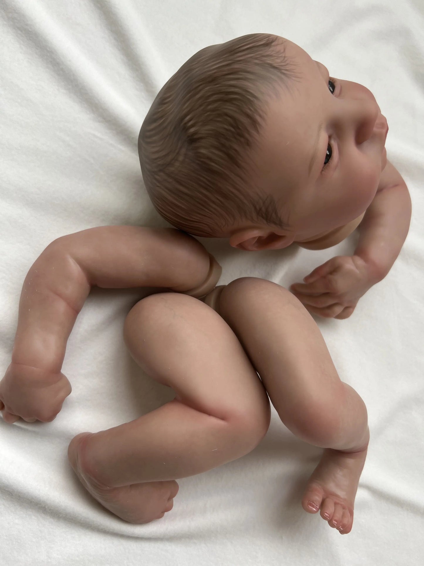 NPK 19inch Already Painted Reborn Doll Parts Levi Awake Lifelike Baby 3D Painting with Visible Veins  Cloth Body Included