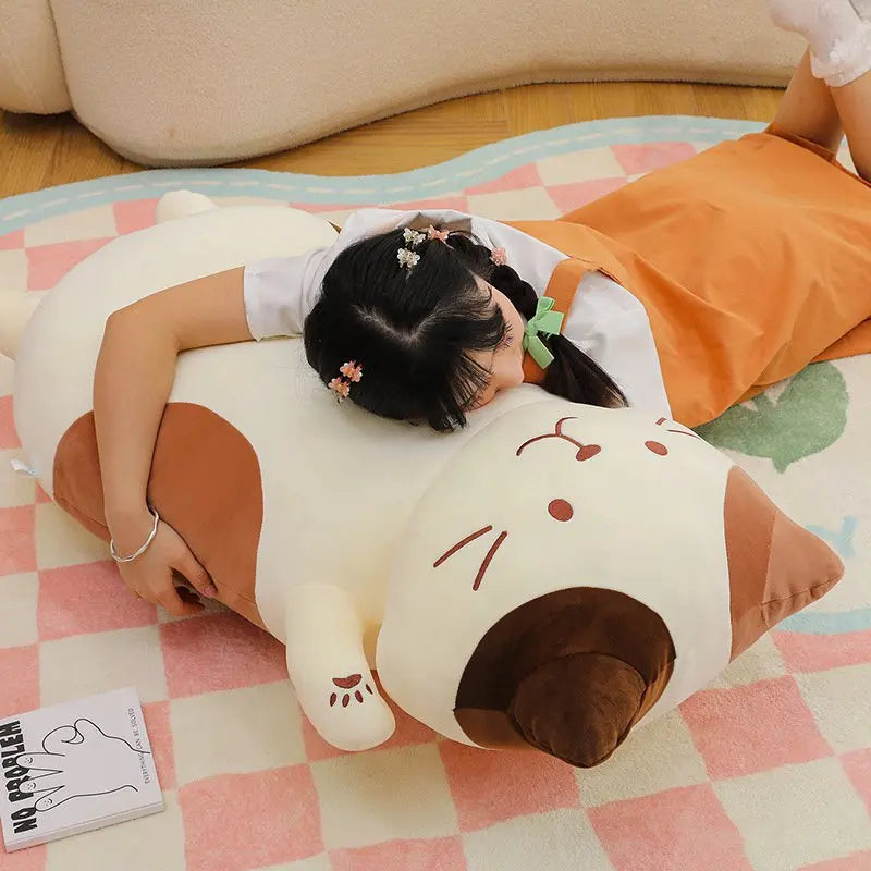 45cm-105cm Kawaii Big Fat Belly Cat Plush Toys Stuffed Soft Long Animal Cat Pillow Nap Cushion Creative Birthday Gift for Kids