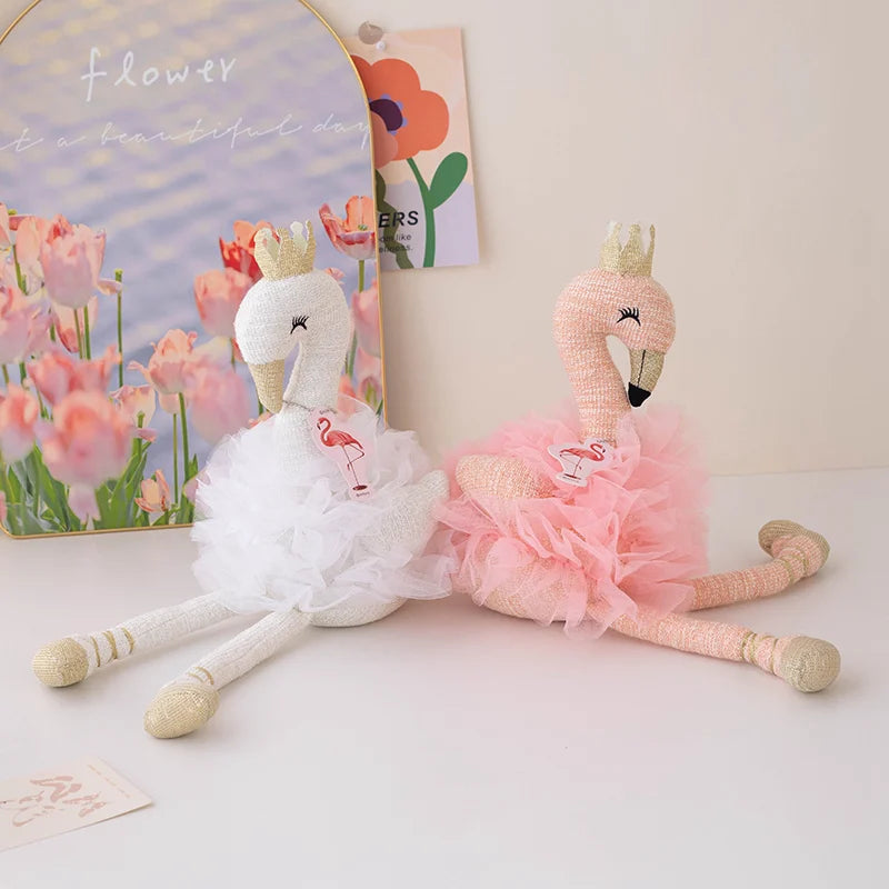 40CM Beautiful Crown Flamingo Plush Toys Romantic Elfereture Stuffed Animal Doll For Lover Festival Wedding Gift