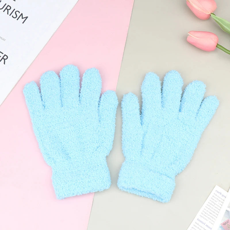 Lovely Coral Velvet Furry Breathable Gloves Winter Solid Color Versatile Plush Thickened Cold-proof