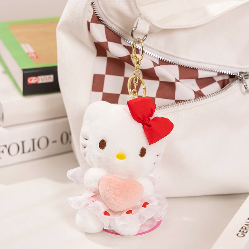 Sanrio Hello Kitty Kuromi Melody Pachacoo Cinnamoroll Stuffed Toys Pendant Cute Plush Toys Keyring Anime Keychain Birthday Gift