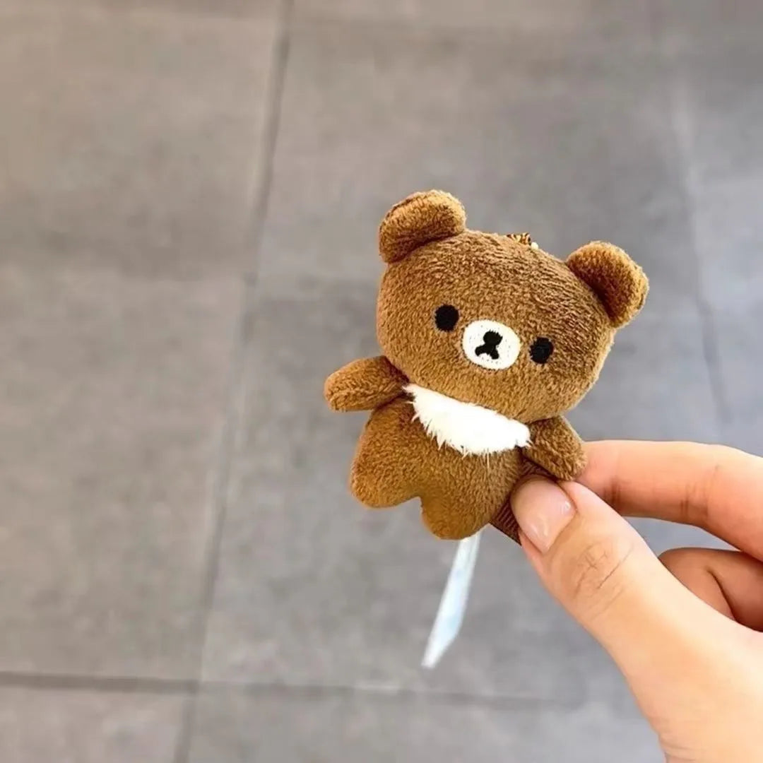 New Kawaii Cartoon Rilakkuma Plush Doll Pendant Keychain Backpack Decoration Couple Cute Children Toys Christmas Gift For Girls