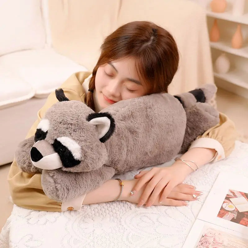 45cm-65cm Lazy Style Raccoon Fox Crocodile Sloth Plush Toy Soft Stuffed Cartoon Animal Sofa Pillow Cushion Doll Home Decor