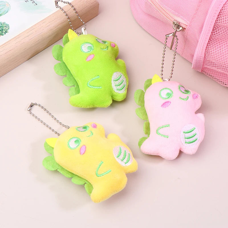 Kawaii Plush Dinosaur Keychain Stuffed Animal Keyring Cute Cartoon Key Holder School Bag Pendant For Girls Gift