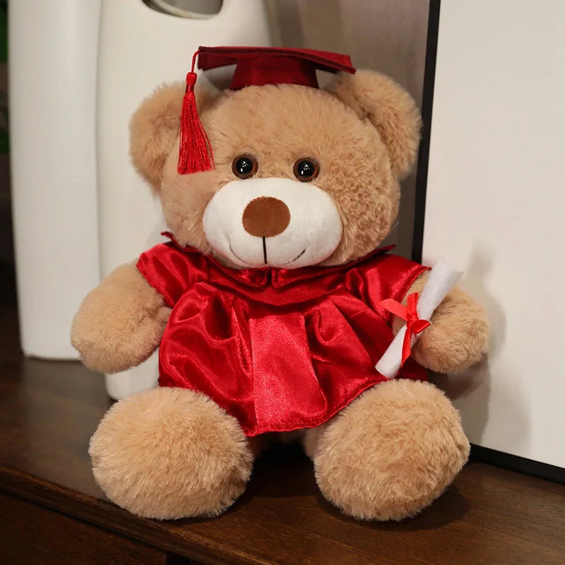 33cm High Quality Cute Graduate Dr. Bear Plush Toy Stuffed Teddy Bear Kawaii Toys for Kids Student Funny Graduation Gift