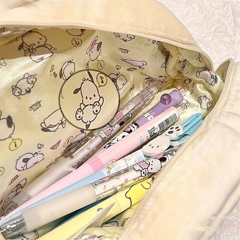 Hello Kitty Sanrio Pochacco Cute Plush Japanese Ins Style Pencil High-capacity Case Pencil Case Student Stationery Cartoon Gift