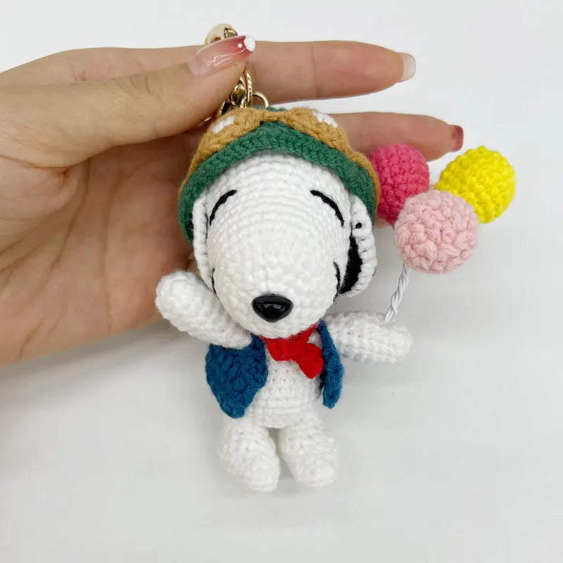 Snoopy Woolen Doll Keychain Backpack Pendant Handmade Accessories Knitted Handmade Gifts Cute Birthday Trendy Woolen Presents