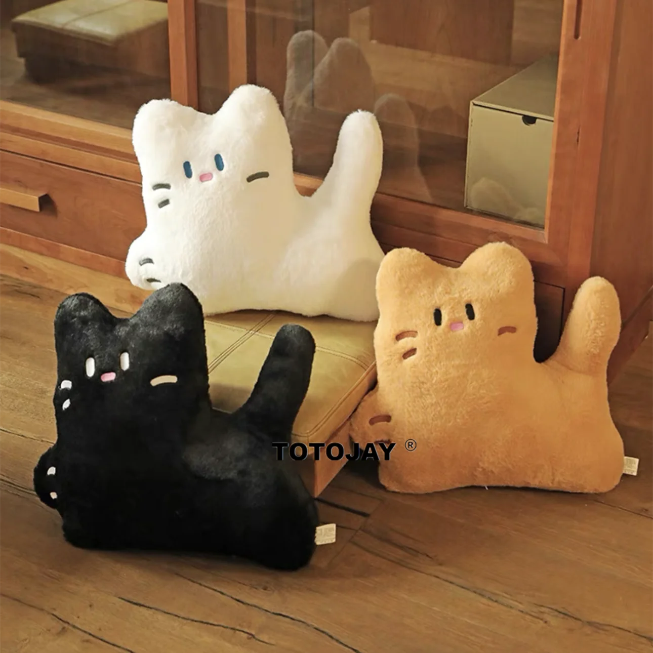 40cm Cartoon Cute Stuffed Biscuits Cats Toys Pillow Super Soft Animals White&Black Smile Cat Dolls Home Sofa Cushion Nice Gift