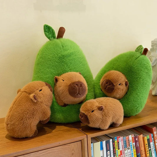 New Avocado Capybara Plush Toy Simulation Capibala Anime Fluffty Toy Cute Animals Stuffed Pillow Doll Birthday Gift Toy for Kids