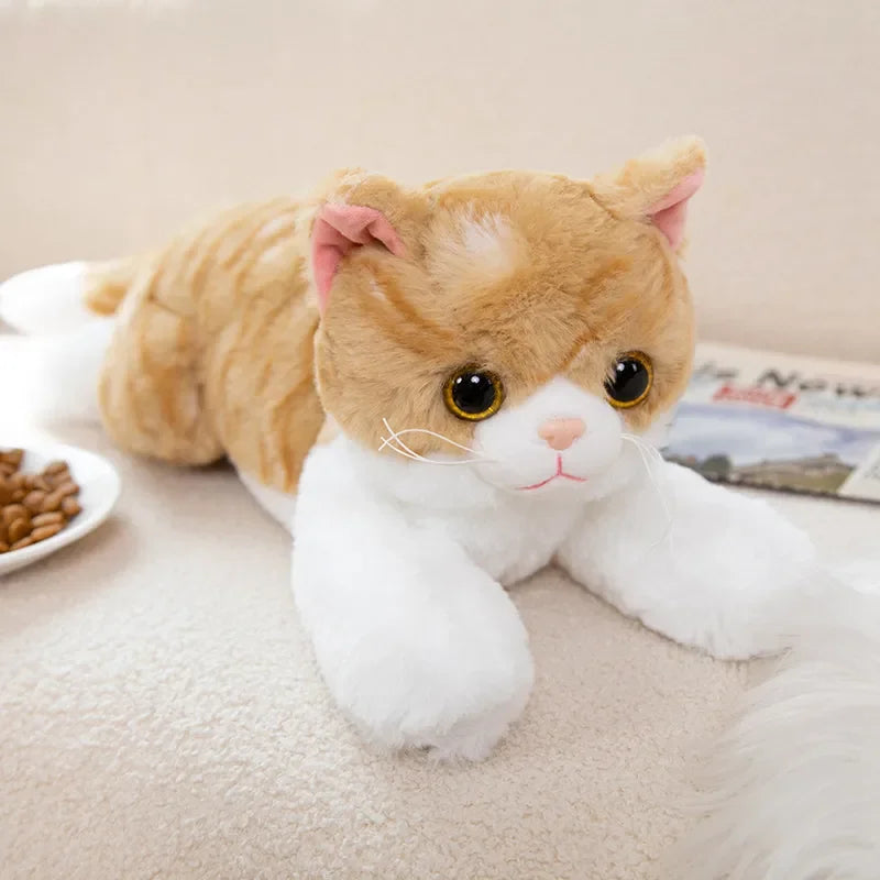 Realistic Cute Lying Cat Doll Plush Toy Soft Stuffed Animal simulation Pet Kitten Pillow Home Decor for Girls Kids Birthday Gift