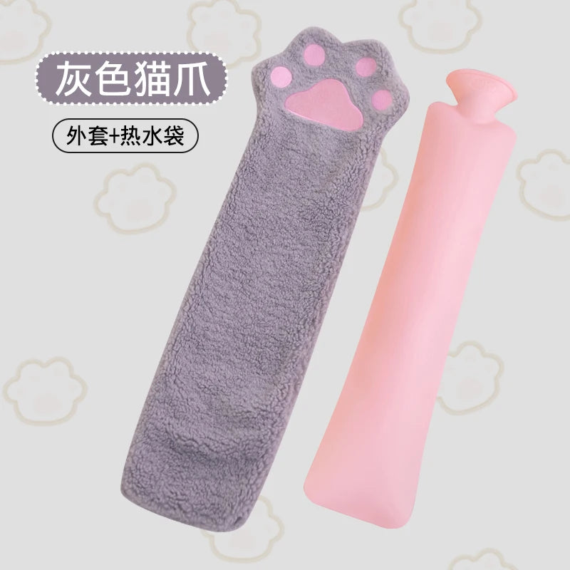 Comfortable Long Cat Paw Hot Water Bag Plush Grey Pink White Paw Warm Winter Sleeping Cuddly Hot Water Bottle Pillow Gifts Girl