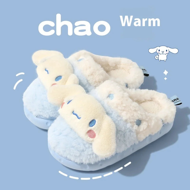 Hello Kitty Children's Slippers Winter Cute Indoor Warm Plush Slippers Sanrio Cute Girl Birthday Gift Anime peripherals