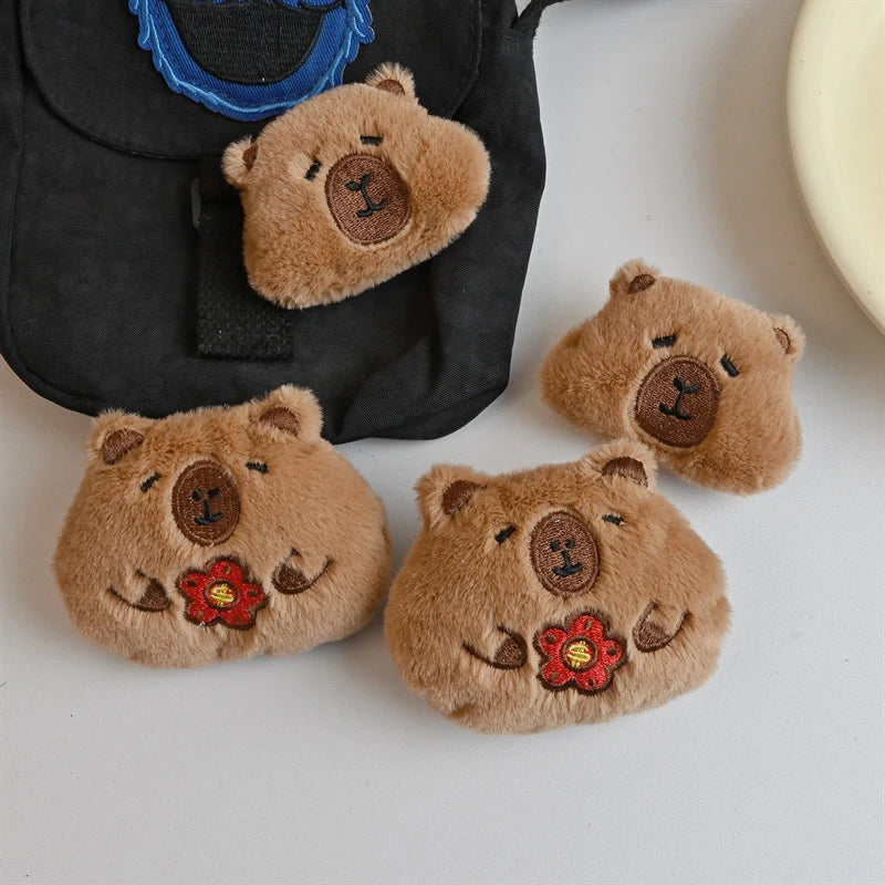 Cute Cartoon Plush Capybara Brooch For Women Girl Clothes Badge Lapel Pins Backpacks Pendant Decoration Accessories