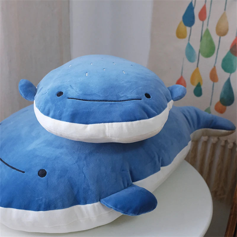 Soft Hug Pillow Whale Plush Toy Stuffed Sea Animals Fat Fish Plushies Sofa Bed Back Cushion Girly Room Decor Gifts