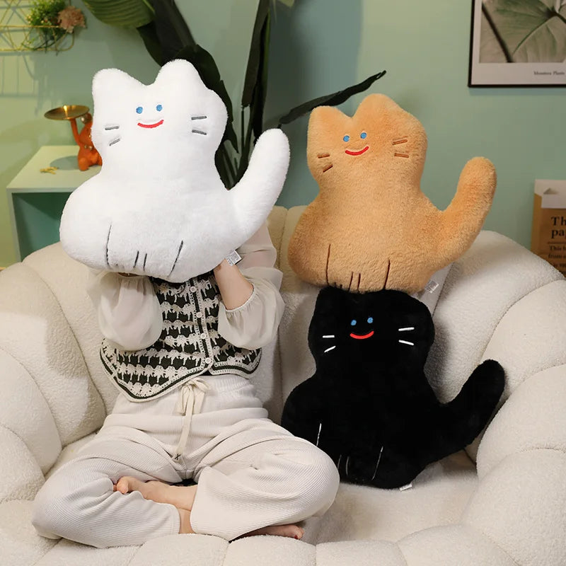 40cm Cartoon Cute Stuffed Biscuits Cats Toys Pillow Super Soft Animals White&Black Smile Cat Dolls Home Sofa Cushion Nice Gift