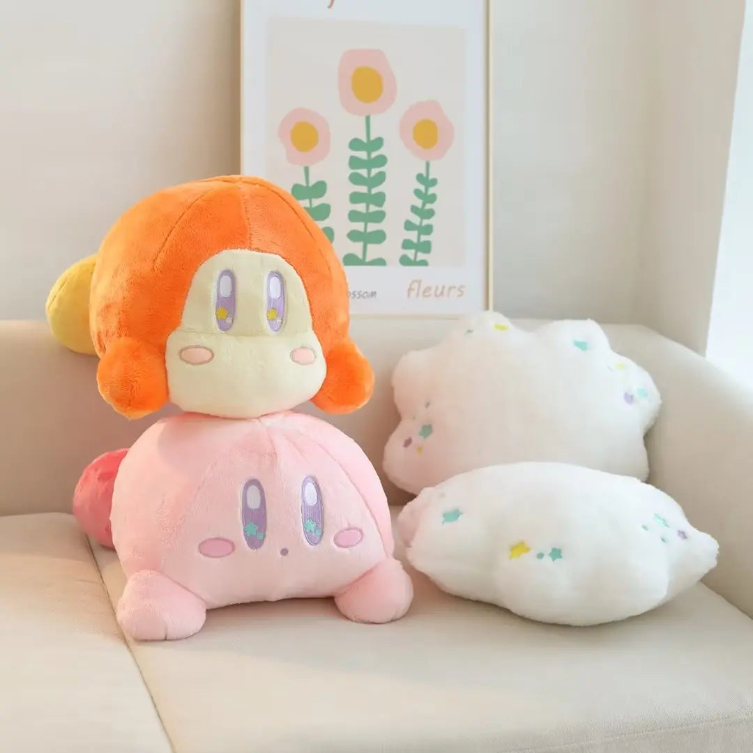 Cute Kirby Lying on the Clouds Plush Toy Lovely Waddle Dee Doll Stuffed Anime Plushies Throw Pillow Back Cushion Birthday Gifts