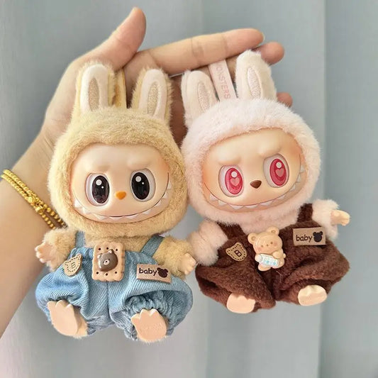 17cm Mini Plush Doll'S Clothes Outfit Accessories For Korea Kpop Exo Labubu I II Idol Dolls Sitting Party overalls Clothing Gift