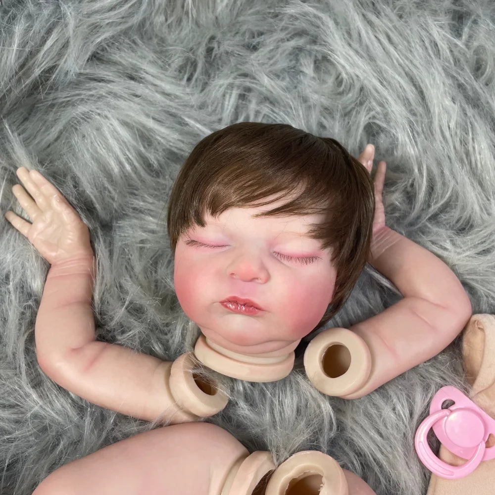 20 Inch Already Painted Reborn Doll Kits Laura With Hair Transplant Lifelike 3D Painted Skin Visible Veins Handmade Vinyl Mold