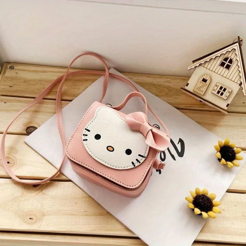 Sanrio Hello Kitty Kawaii Cute PU Shoulder Bag New Fashion Trendy Women's Crossbody Bag with Bow Perfect Gift for Girlfriend