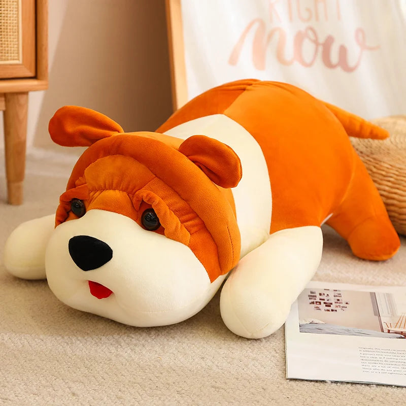 80/100cm Plush Toy Plush Puppy Doll Creative Holiday Decor Children's Gift Cartoon Puppy Shar-pei Dog Lying Pillow Nice Gift