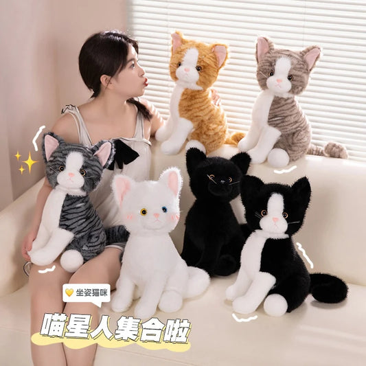 40cm Cute Simulation Sitting Cats Plush Toys Stuffed Soft Animal Cat Dolls for Children Baby Home Decoration Birthday Gifts