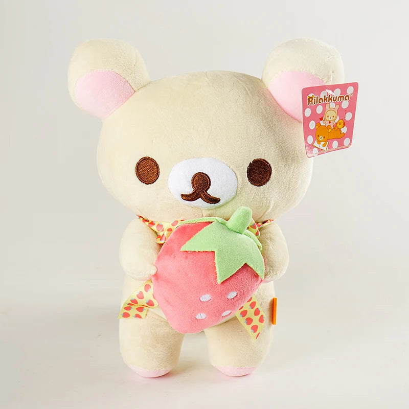 Kawaii Rilakkuma Plush Toys Strawberry Teddy Bear Stuffed Doll Plushies Cute Animal Kawaii Room Decor Birthday Gift for Kid