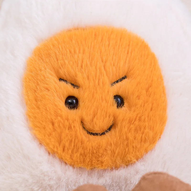 Furry Kawaii Soft Boiled Egg Plush Cuddly Plushies Doll Stuffed Food Long Plush Different Emotions Toys Home Decor Kids Gift