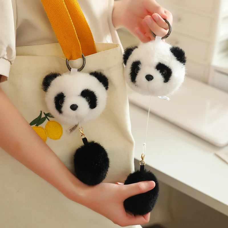 New Cute Cartoon Red Fox/Panda Plush Stuffed Toy Pendant Little Raccoon Soft Animal Doll Keychain Bag Decor Doll Girl Gift ﻿