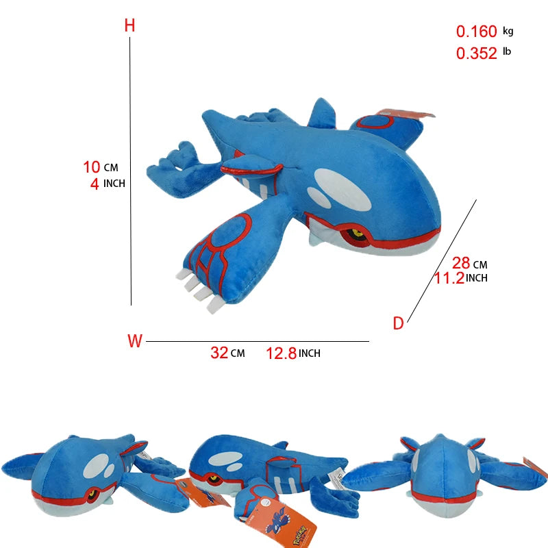 Kyogre Peluche Pokemon Plush Toys Stuffed Dolls Cartoon Cute Dolls Kawaii Birthday Christmas Gift For Kids Friends Collection