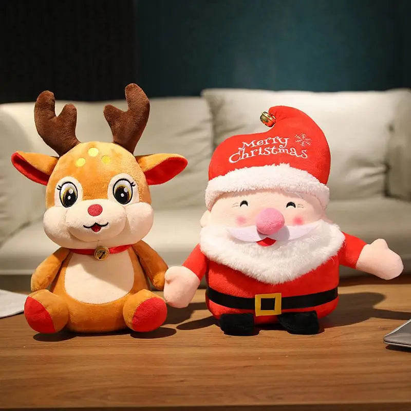 22CM Lovely Santa Claus & Elk Plush Toys Stuffed Animal Doll Christmas Gifts For Home Decoration High Quality