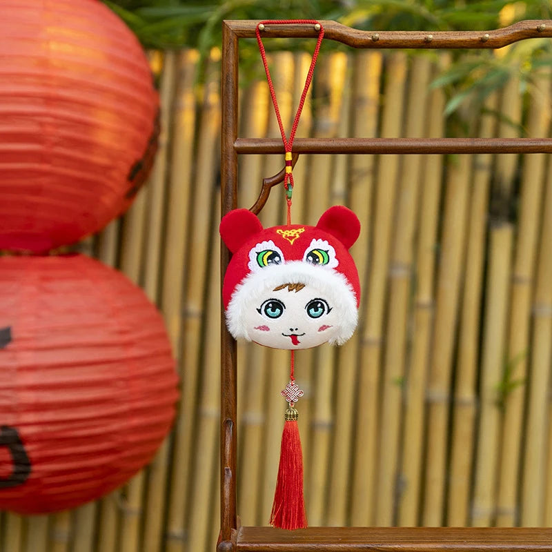 1PCS Chinese Style Festive Plush Lion Dance Tassel Pendant Luggage Hanging Decoration Bag Pendant Accessories