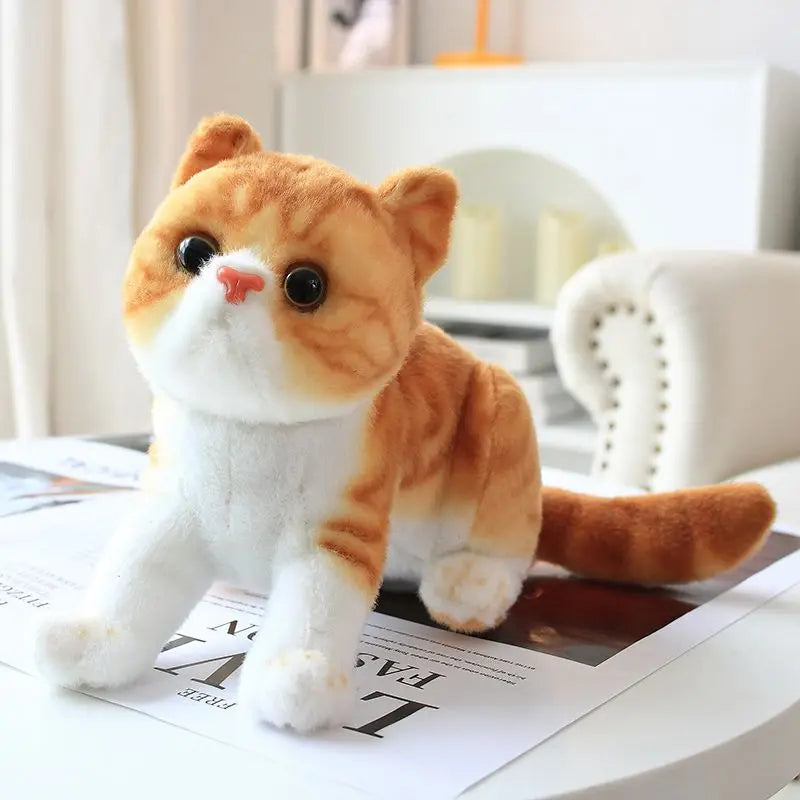 Orange Cat American Shorthair Plush Toy Like Real Cute Little Kitten Colorful Cats Doll Striped Sweet Peluche Children Present