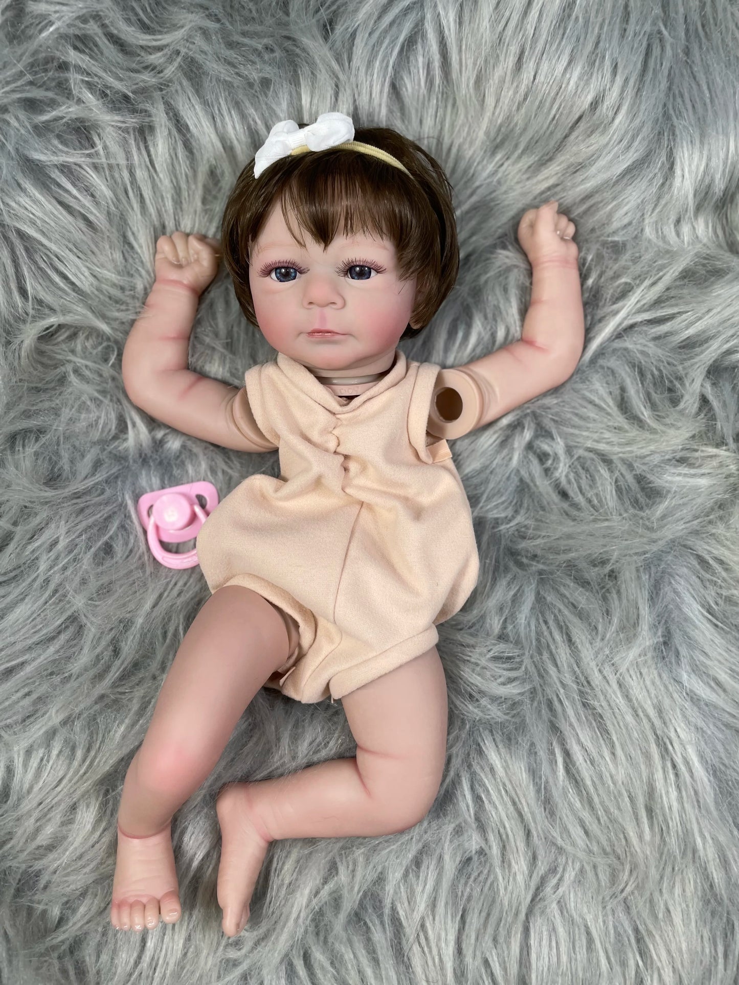 19 Inch Painted Reborn Doll Kit Felicia With Hair and Eyelashes 3D Skin Visible Veins Doll Mold Parts With Cloth Body