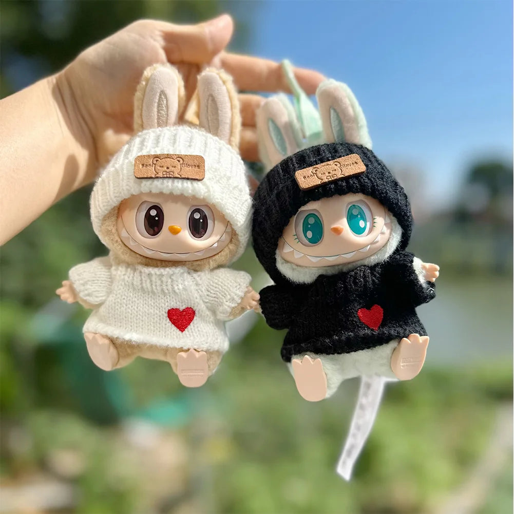 Mini Plush Doll'S Clothes Outfit Accessories For Korea Kpop Exo Labubu Idol V2 sitting party Love sweater hat set Clothing Gift