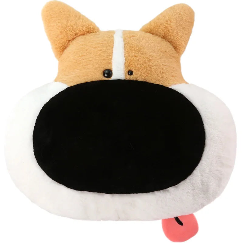 Kawaii INS Hot Sale Big Nose Plush Dog Head Toys Pillow Super Soft Stuffed Animals Puppy Cushion Sofa Bed Decor Funny Present