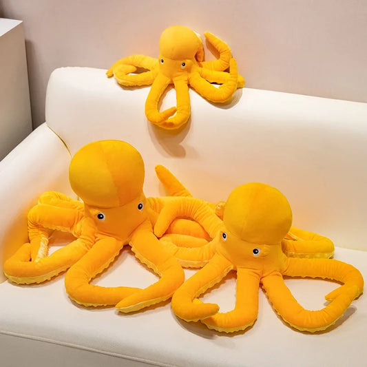 30/40/50CM Simulation Yellow Octopus Plush Toy Lifelike Stuffed Animals Plushies Doll Cartoon Soft Pillow Xmas Birthday Gift