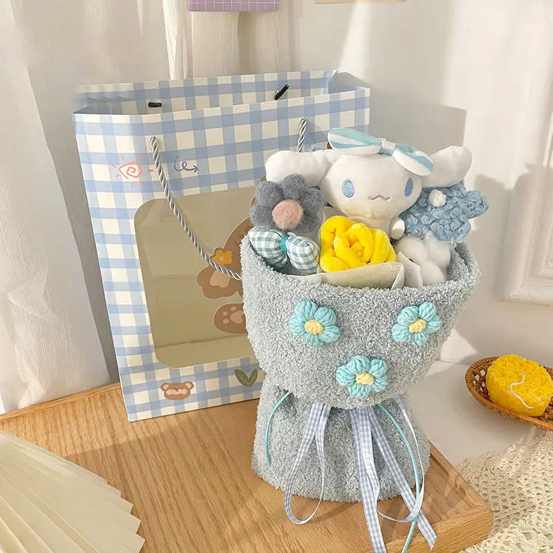 Kawaii Sanrio Cinnamoroll Plush Doll Bouquet - Creative Cute Anime Flower Graduation Gifts - Plushy Mart