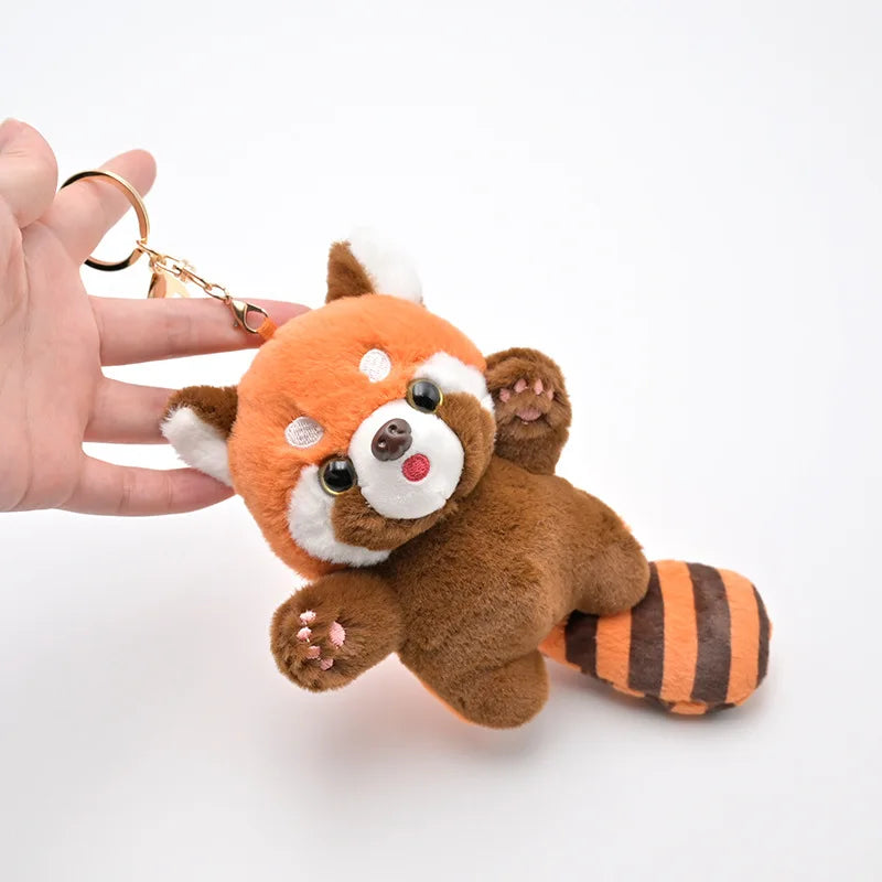 Keychain Pendant Bag Accessories Adorable Raccoon Keychain 3d Eyes Long Tail Plush Doll for Girls' Backpack Decoration Soft