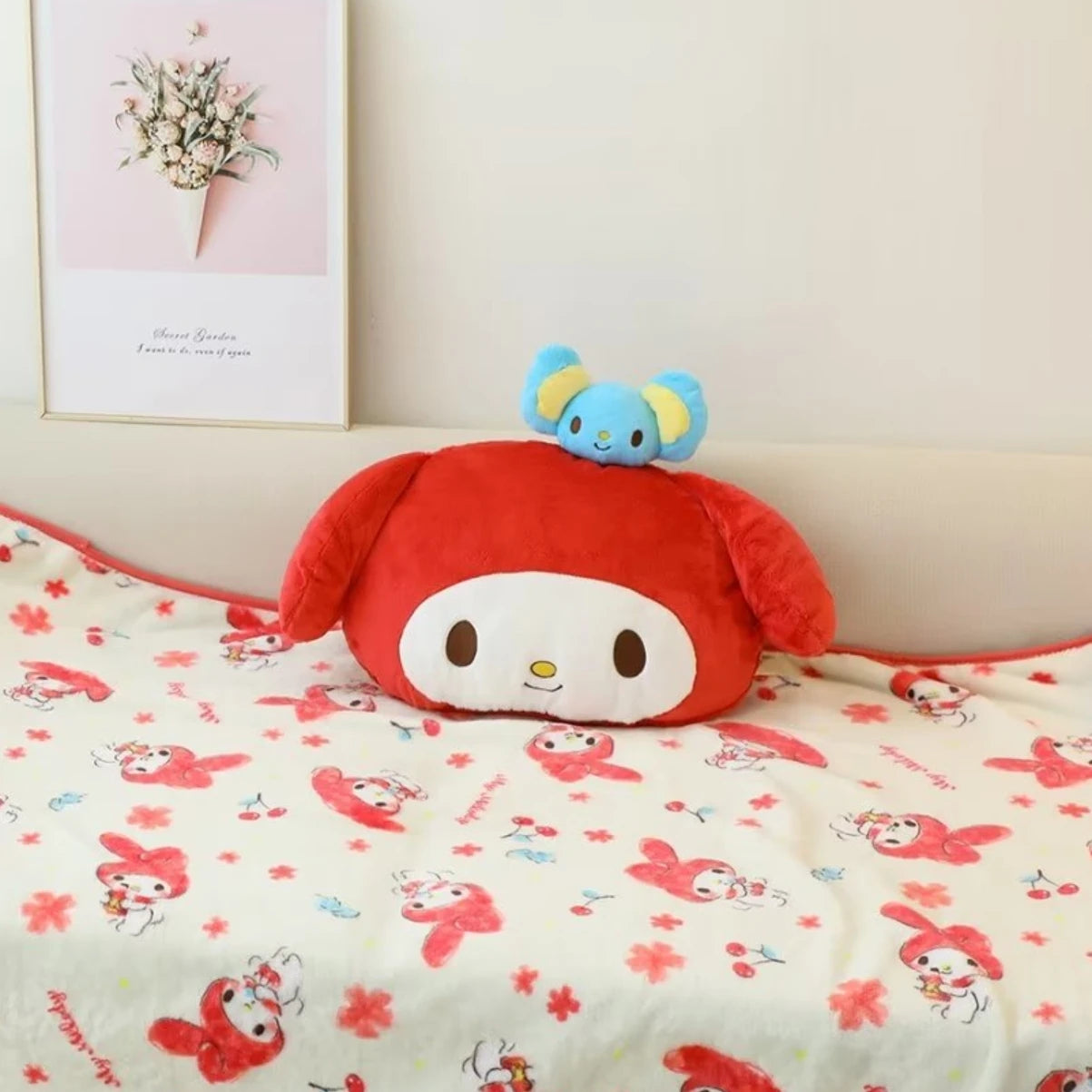 Cute Kuromi My Melody Cinnamoroll Pochacco Plush Toy Stuffed Cartoon Anime Soft Comfortable Hug Plushies Throw Pillow Blanket