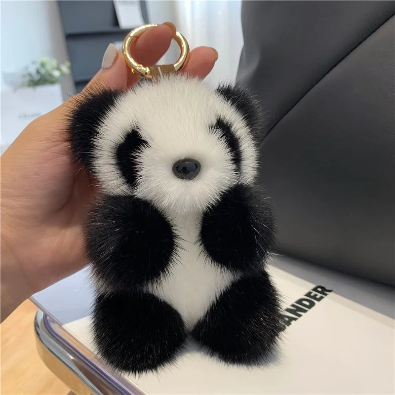 Cute Chinese Giant Panda Creative Car Plush Doll Keychain Children's School Bag Pendant Anime Peripheral Couple Holiday Gift