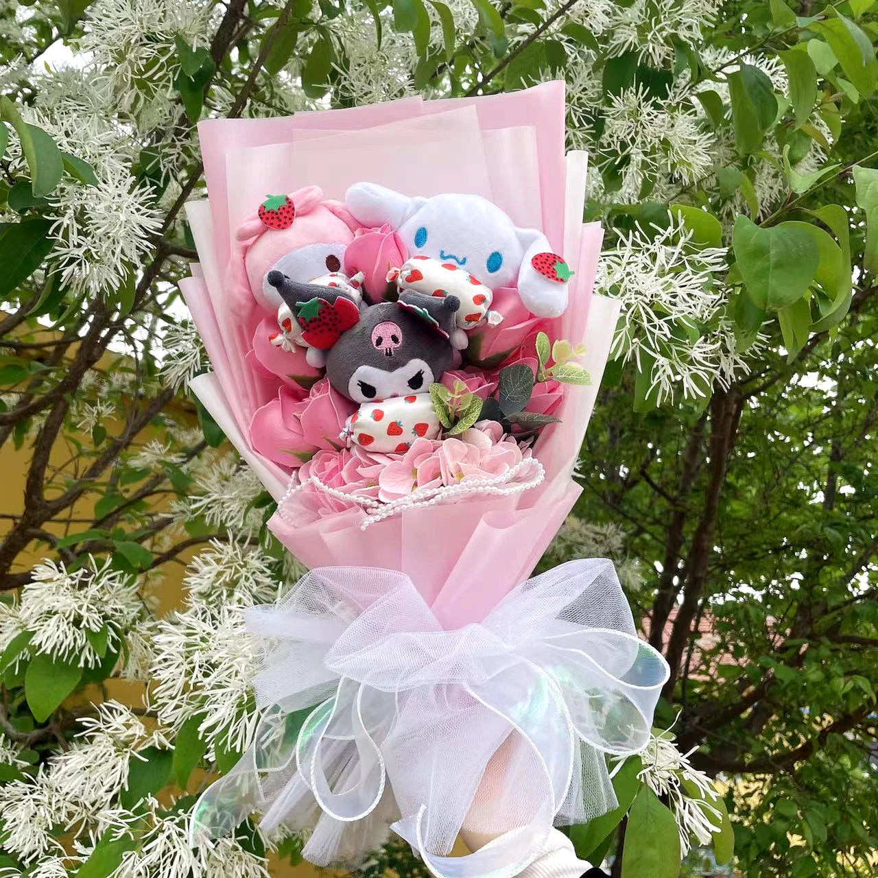 Kuromi My Melody Hello Kitty Cinnamoroll Sanrioed Anime Doll Toy  Plush Bouquet Valentine's Day Christmas Graduation Holiday Gif