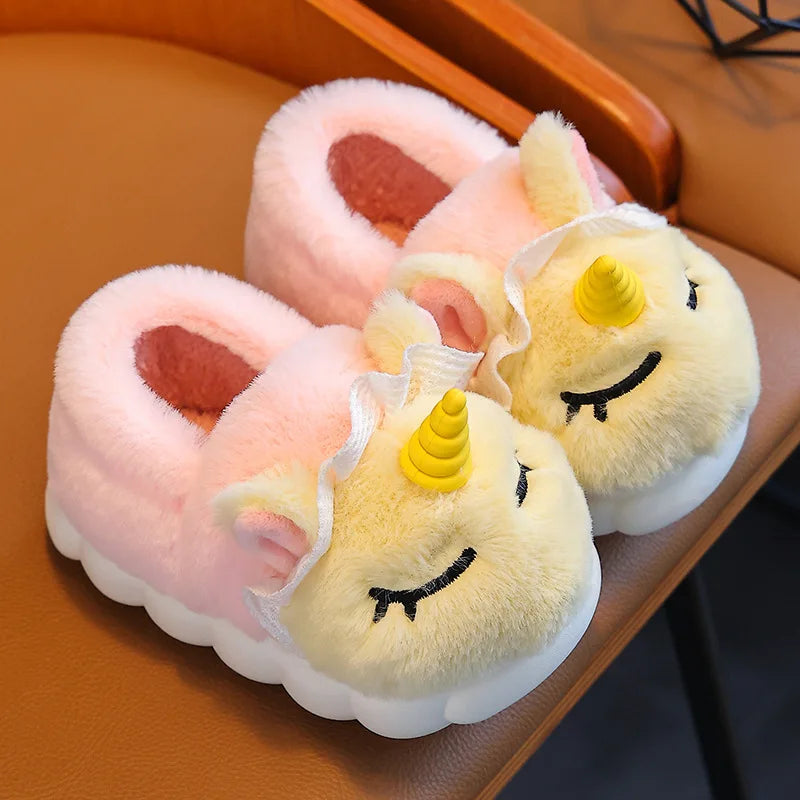 2024 autumn and winter children's cotton shoes cute boys and girls parent-child home indoor anti slip and warm baby cotton shoes