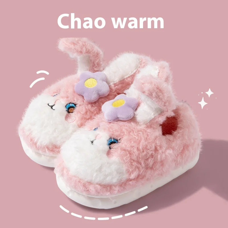 Children'S Cotton Slippers Cute Winter Bunny Girl Princess Indoor Warm And Thick Plush Slippers Sanrio Birthday Gift Wholesale